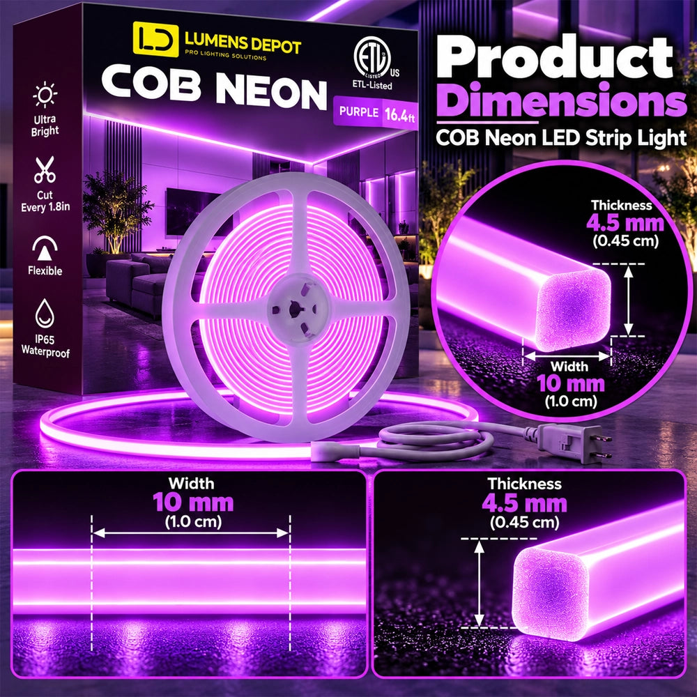 110-120V Purple COB Peel and Stick Tape Light, 10W/M, 800 Lumens/M - Lumens Depot