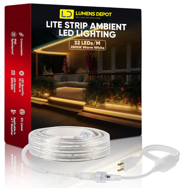 110V Strip LED Strip Light 6000K Cool White for Bright and Modern Ambient Lighting - 180 Lumens/M - Lumens Depot