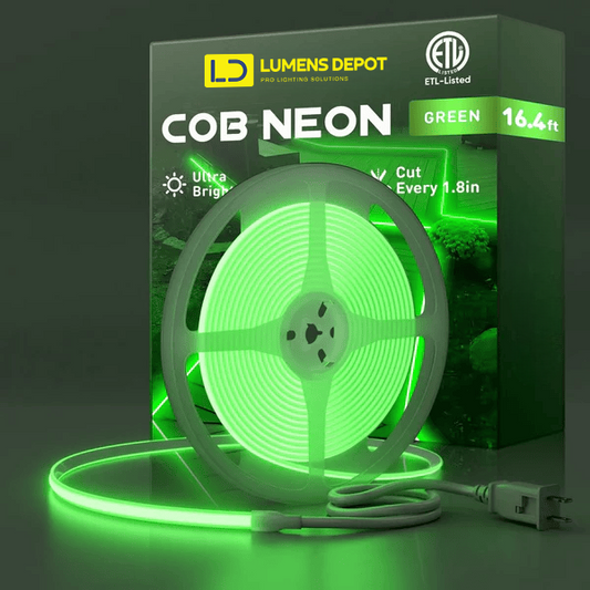 120V Ultra Bright Green COB LED Neon Rope Light, 800 Lumens/M - Lumens Depot