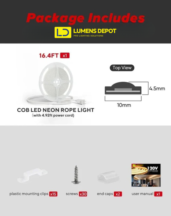 120V Ultra Bright COB LED Neon Rope Light, Ice Blue, 800 Lumens/M - Lumens Depot