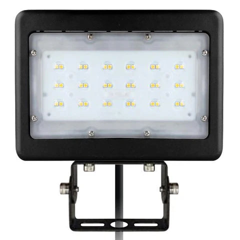 30W LED Flood Light - 3819 Lumens - 5000K Daylight - 100-277V - Yoke Mount - Black Housing - IP65 - UL & DLC Listed - Lumens Depot