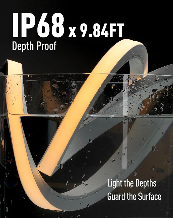 24V IP68 Underwater Led Strip Lights Submersible Warm White Neon Up to 9.84ft Depth