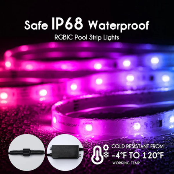 24V IP68 Waterproof RGBIC LED Strip Light With APP Control & Music Sync