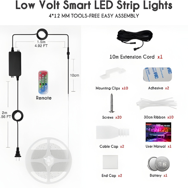 24V IP68 Waterproof RGBIC LED Strip Light With APP Control & Music Sync