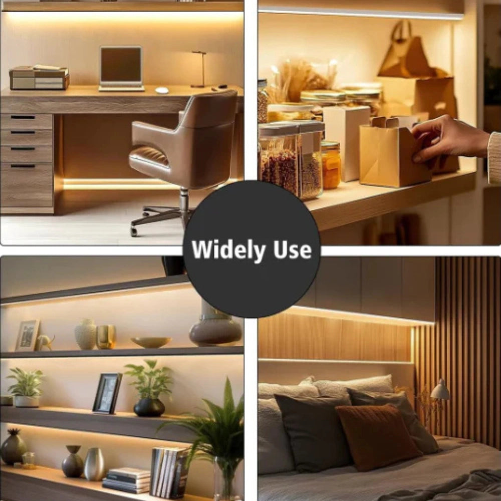 24V Anti-Glare Bright Cozy Under Cabinet LED Strip Free Cut 2700K Warm White - Black Shell