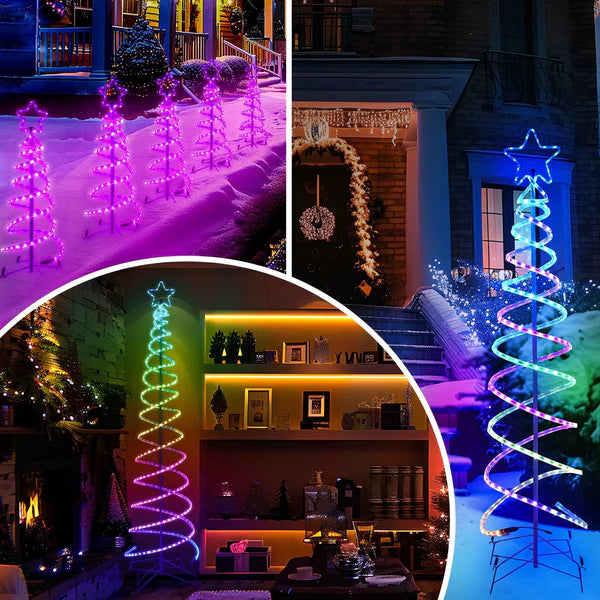 24V Dual Spiral RGB Christmas Tree Light – Sturdy Chasing Lights for Festive Decoration - Lumens Depot