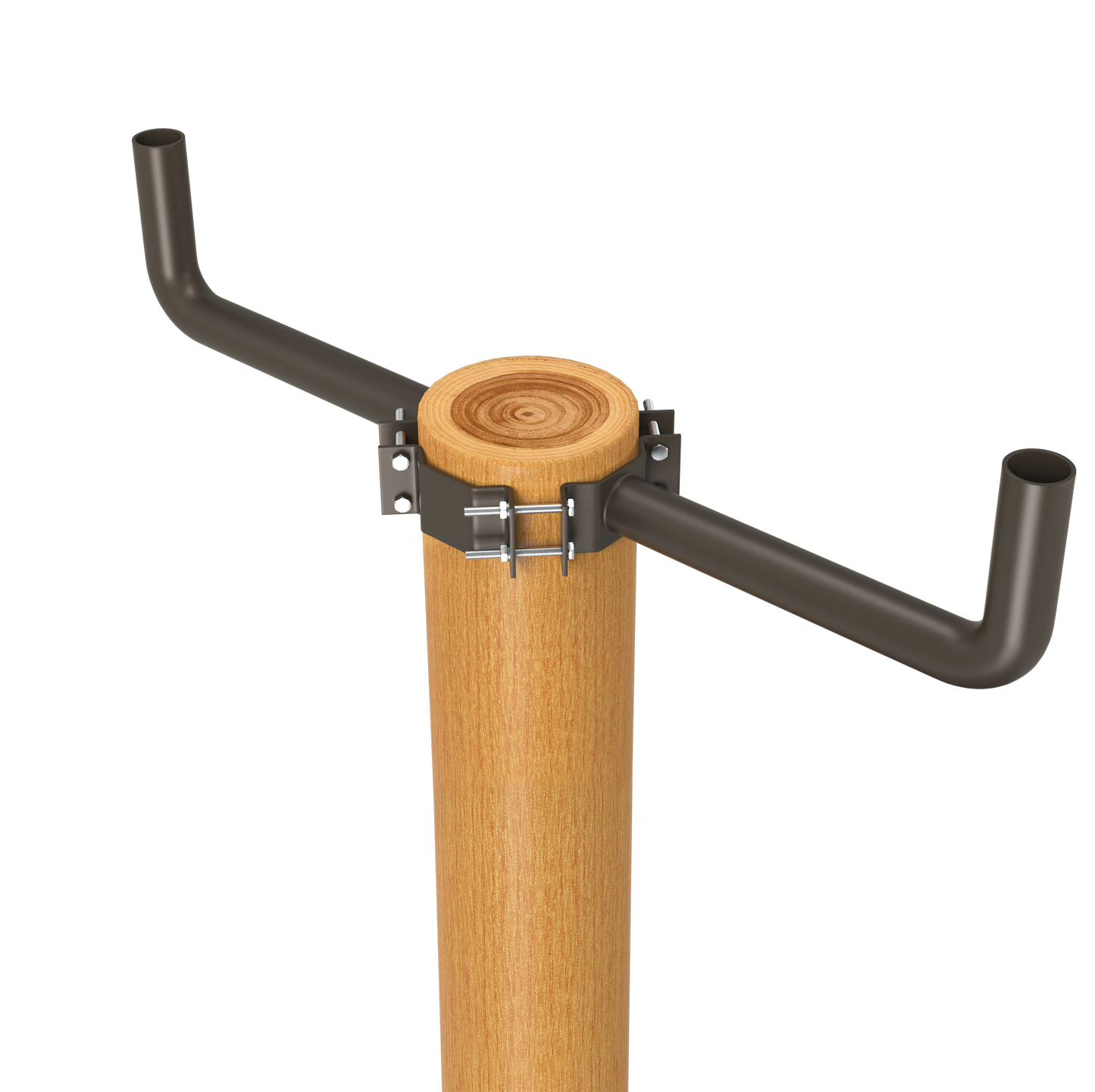 2 Arm Wrap Around Bracket for Wood Pole, Fit for 7-10 inch Poles, Dark Bronze Color