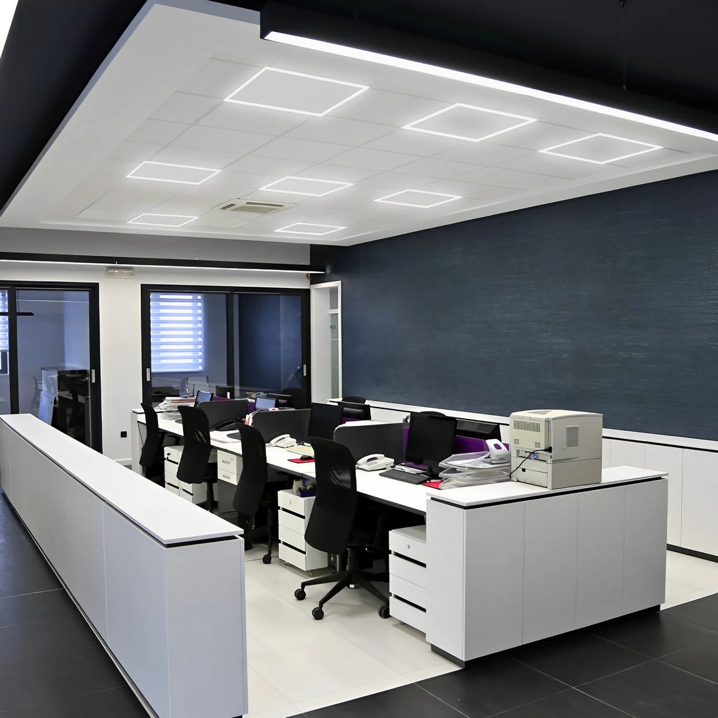 LED Grid Frame Ceiling Light, 2x2, 40W/30W/20W, Adjustable Watts & CCT,3000K-6500K , 4800 Lumens - Lumens Depot