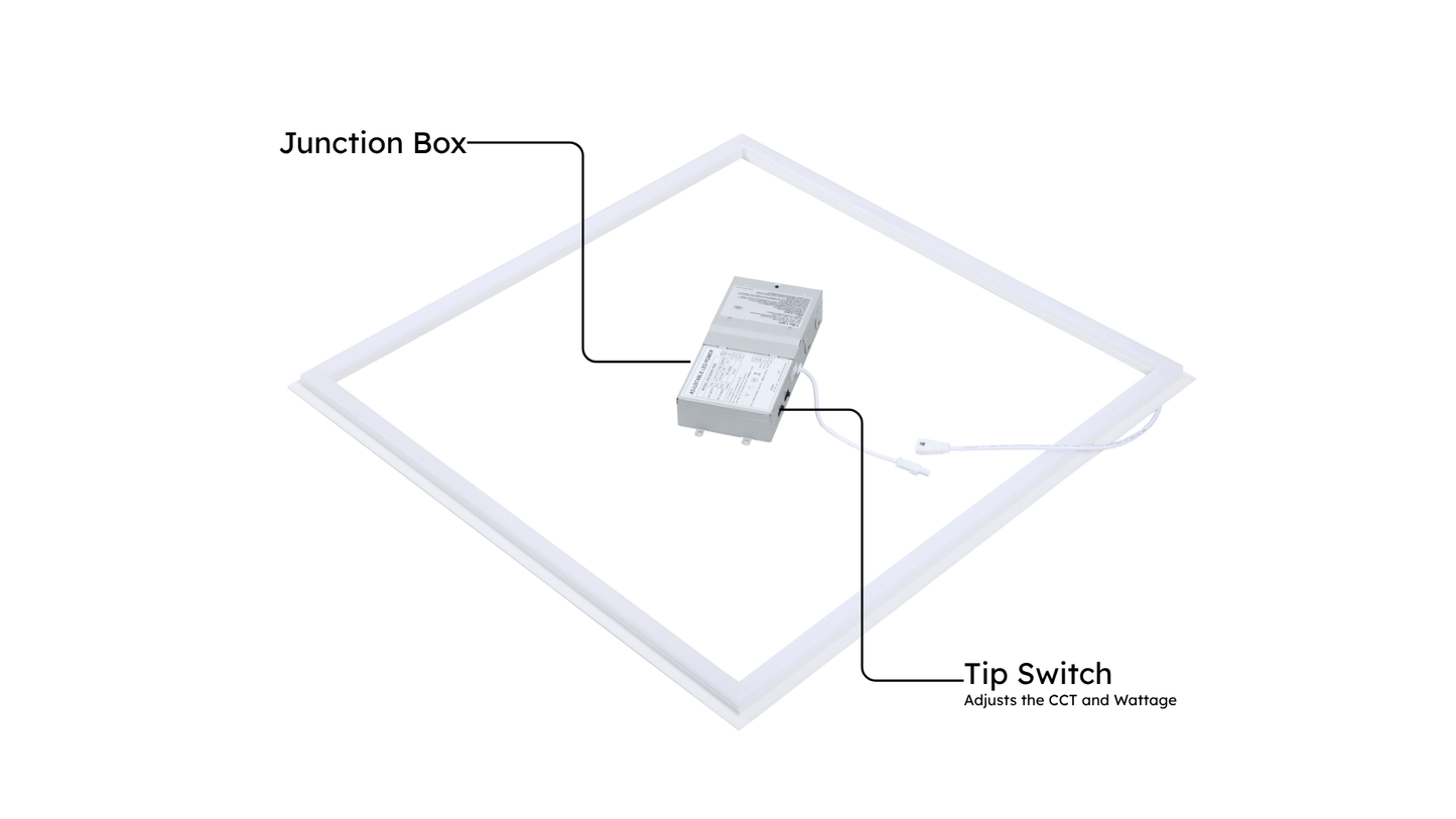 LED Grid Frame Ceiling Light, 2x2, 40W/30W/20W, Adjustable Watts & CCT,3000K-6500K , 4800 Lumens - Lumens Depot