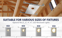 New Construction Mounting Plate for LED Recessed Lighting Kits, Adjustable Hanger Bars, Round Hole (2-3-4-6 Inch) Compatibility, Shallow Housing Support