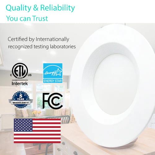 Recessed Downlight, 4 inches, 10W, Retrofit-E26 Base Type, 5 CCT 2700K-5000K– 750 Lumens - Lumens Depot