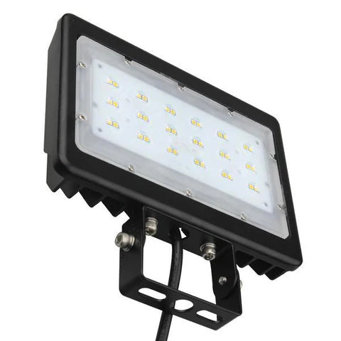 30W LED Flood Light - 3819 Lumens - 5000K Daylight - 100-277V - Yoke Mount - Black Housing - IP65 - UL & DLC Listed - Lumens Depot
