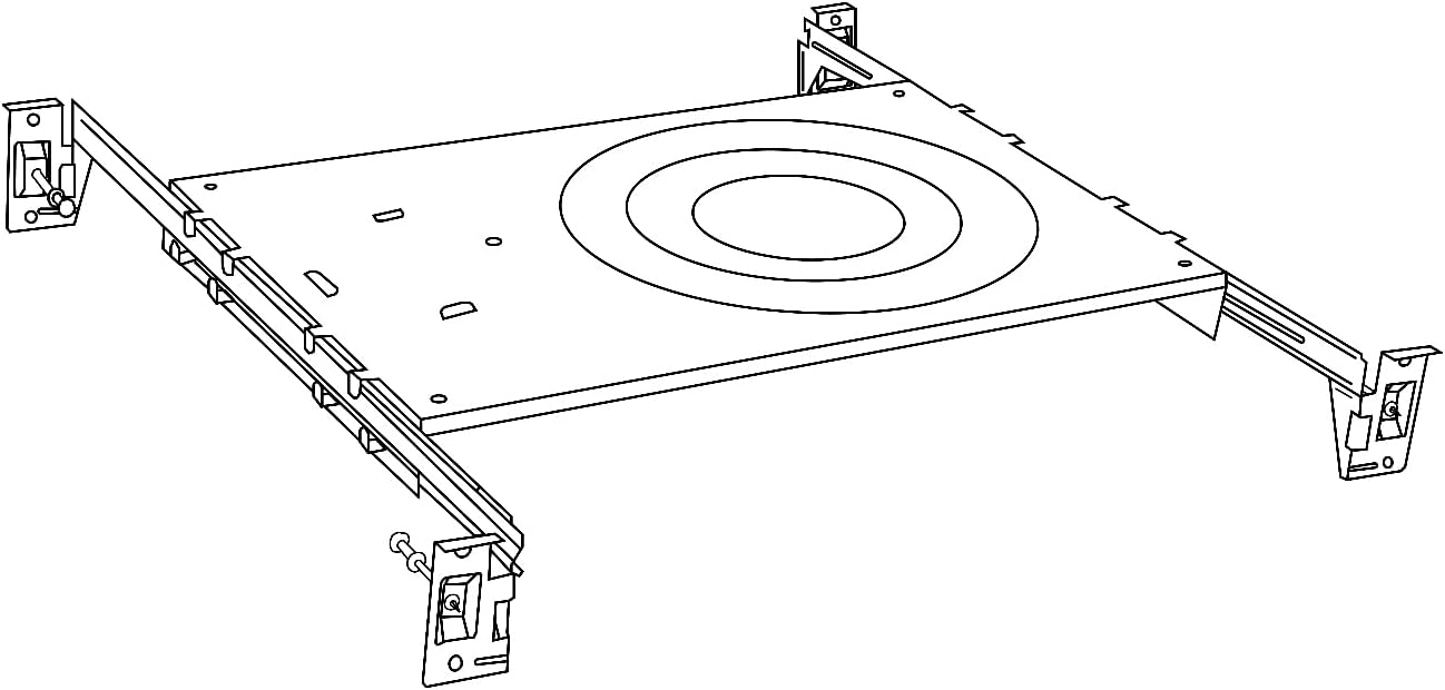 New Construction Mounting Plate for LED Recessed Lighting Kits, Adjustable Hanger Bars, Round Hole (2-3-4-6 Inch) Compatibility, Shallow Housing Support - Lumens Depot