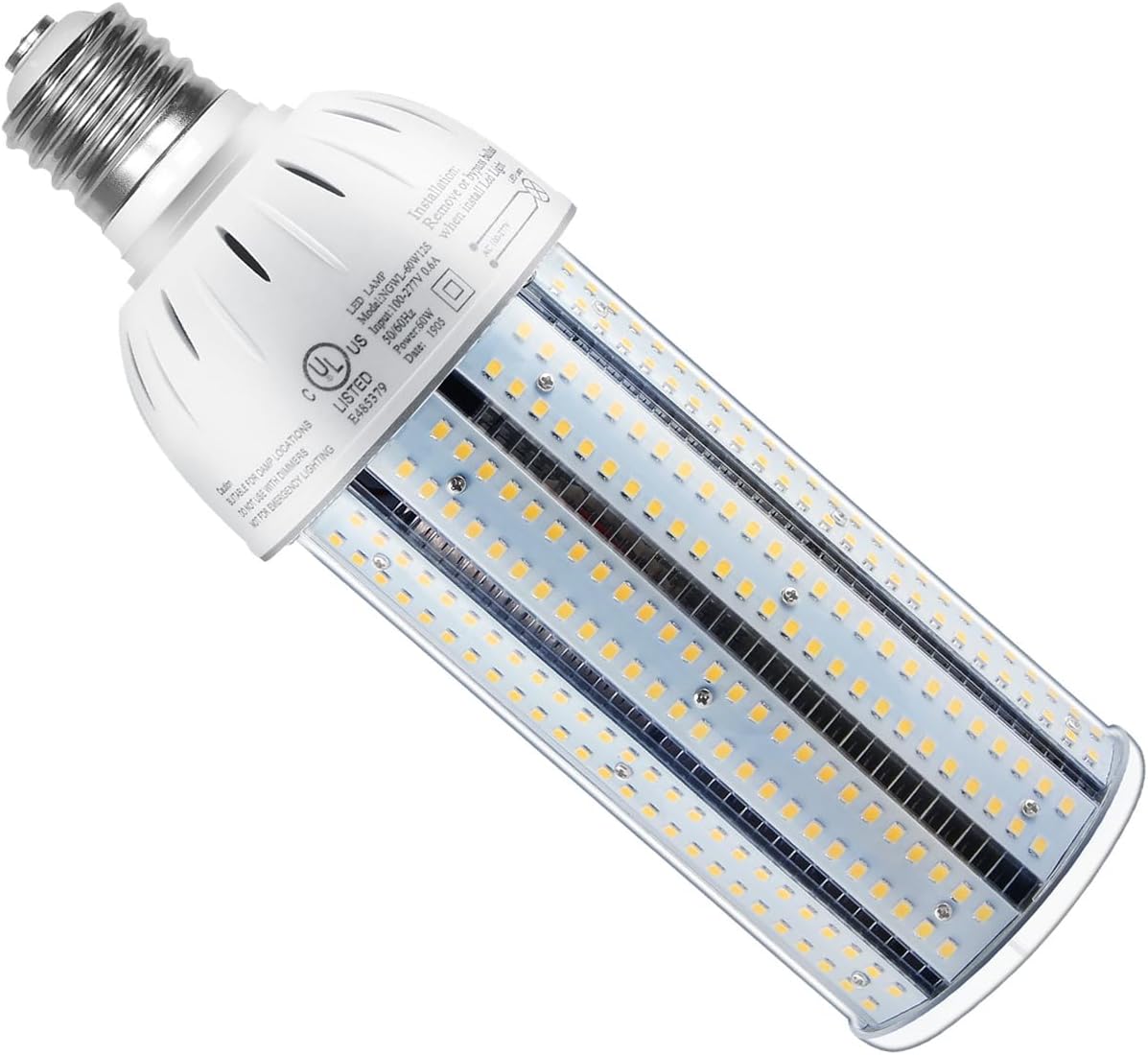 60W LED Corn Light Bulb, 5000K Daylight, E39 Mogul Base, 277-480V, IP64 Waterproof, 360° Beam Angle for Indoor/Outdoor Lighting - Lumens Depot