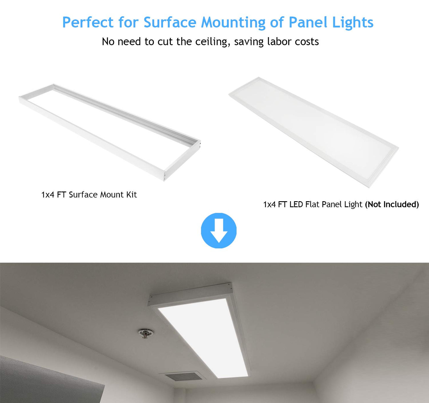 Aluminum Surface Mount Kit for LED Flat Panels, 1x4, Edge-Lit & Back-Lit - Lumens Depot