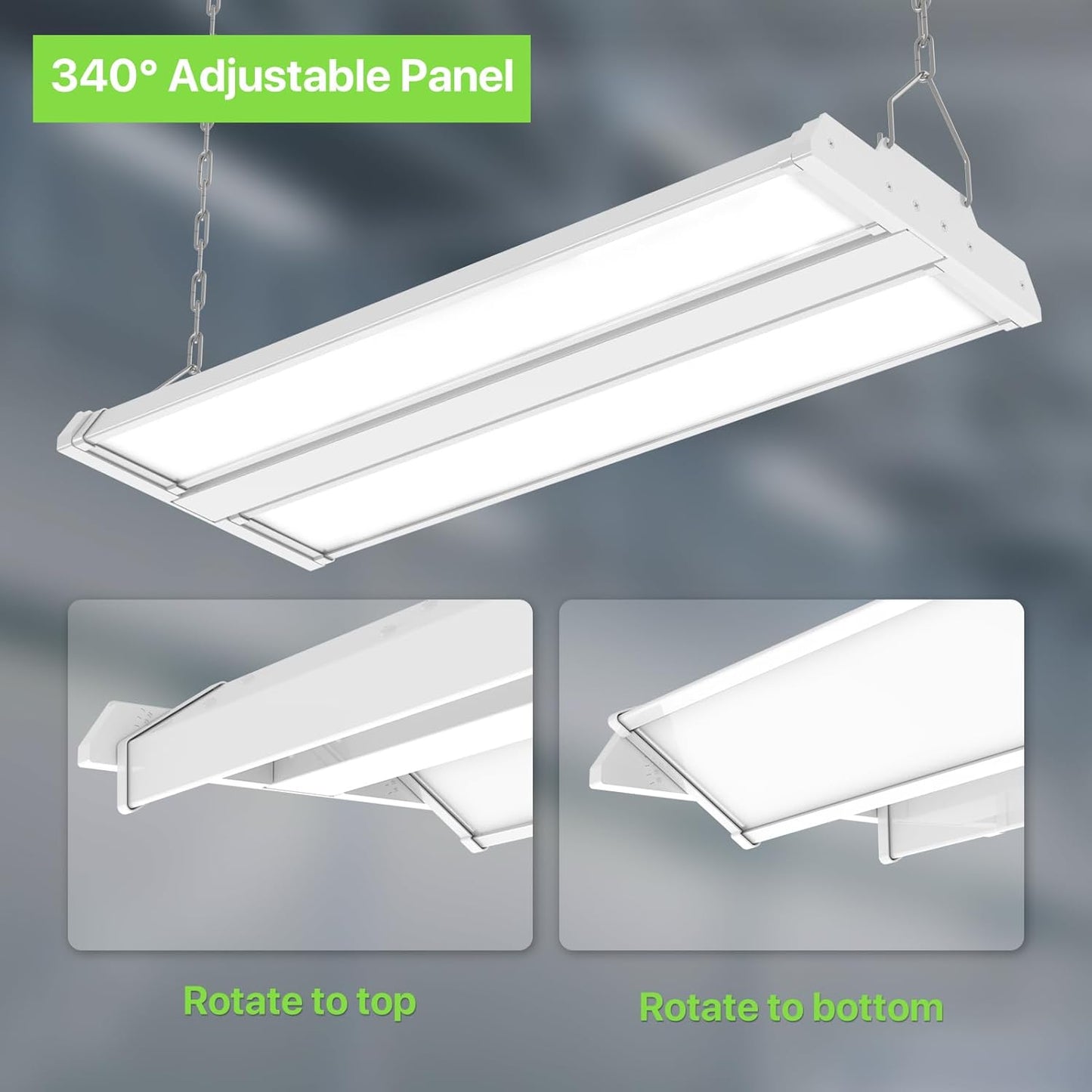LED Linear High Bay Light-Twin Panel, 2ft, 170W, CCT 4000K/5000K, 22,950 Lumens, 120V-277 VAC - Lumens Depot