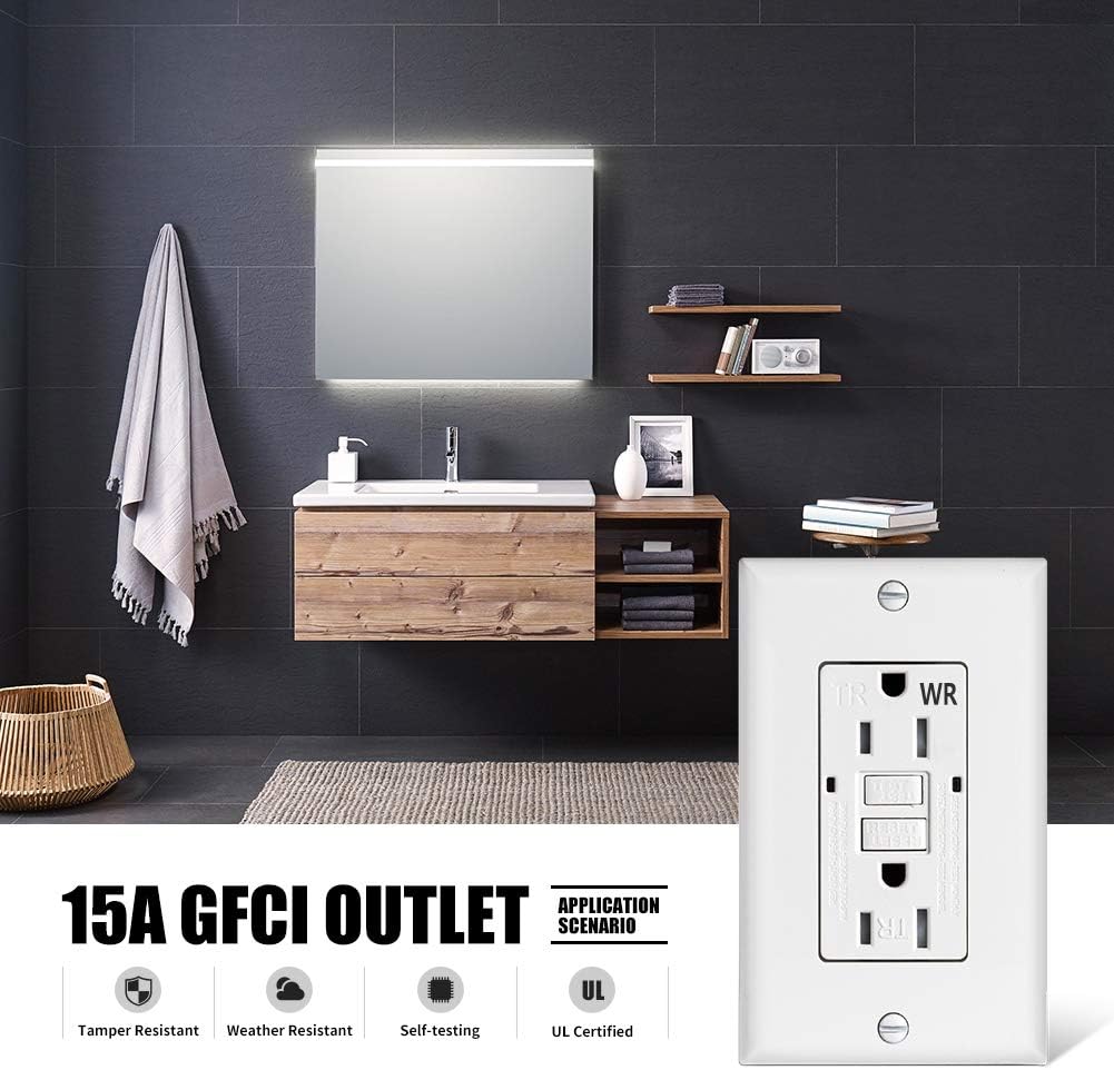 15A GFCI Outlet, TR/WR, LED Indicator, 15Amp, UL Listed, Tamper & Weather Resistant - Lumens Depot