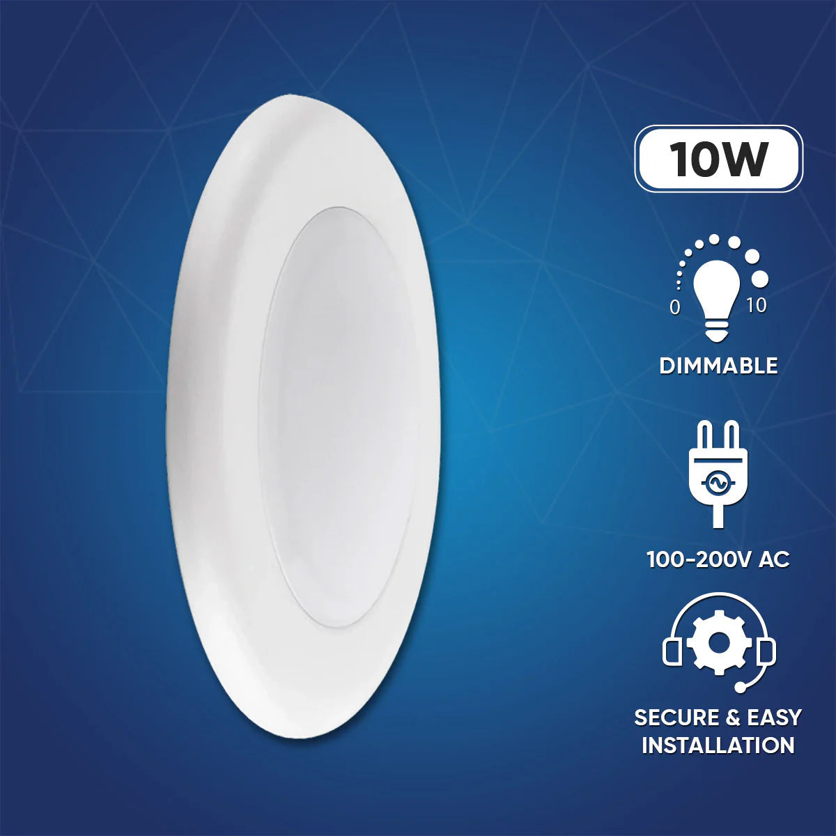 4-Inch Motion Sensor Surface Mount Light, 10W, 650LM, 3000K, ETL/Energy Star/T24 - Lumens Depot