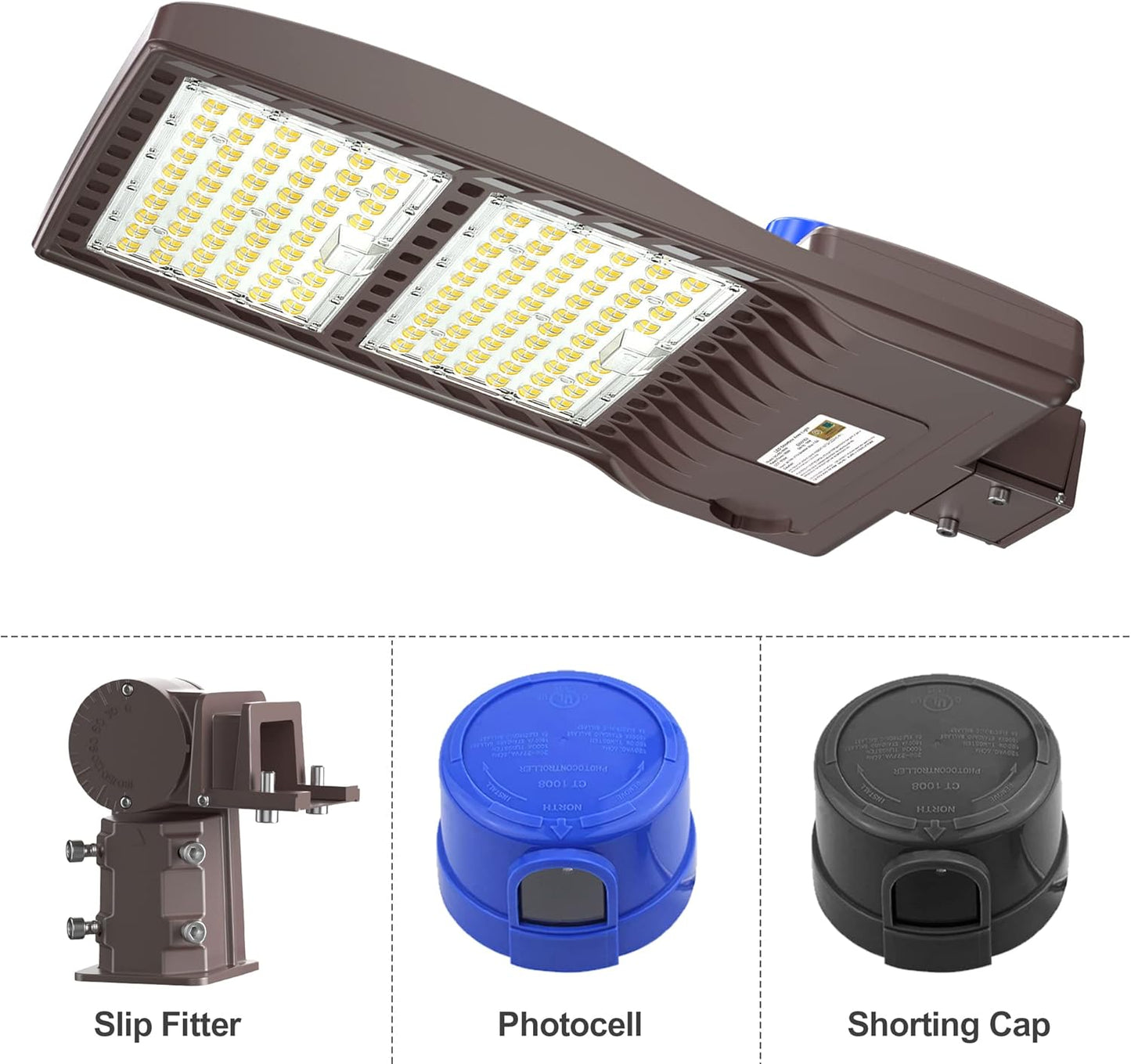 240 Watt Tunable LED Shoebox Light for Parking Lots | 100-277V AC, 5000K, Up to 180lm/w Dusk to Down Photocell Slip Fitter Mount (Copy) - Lumens Depot