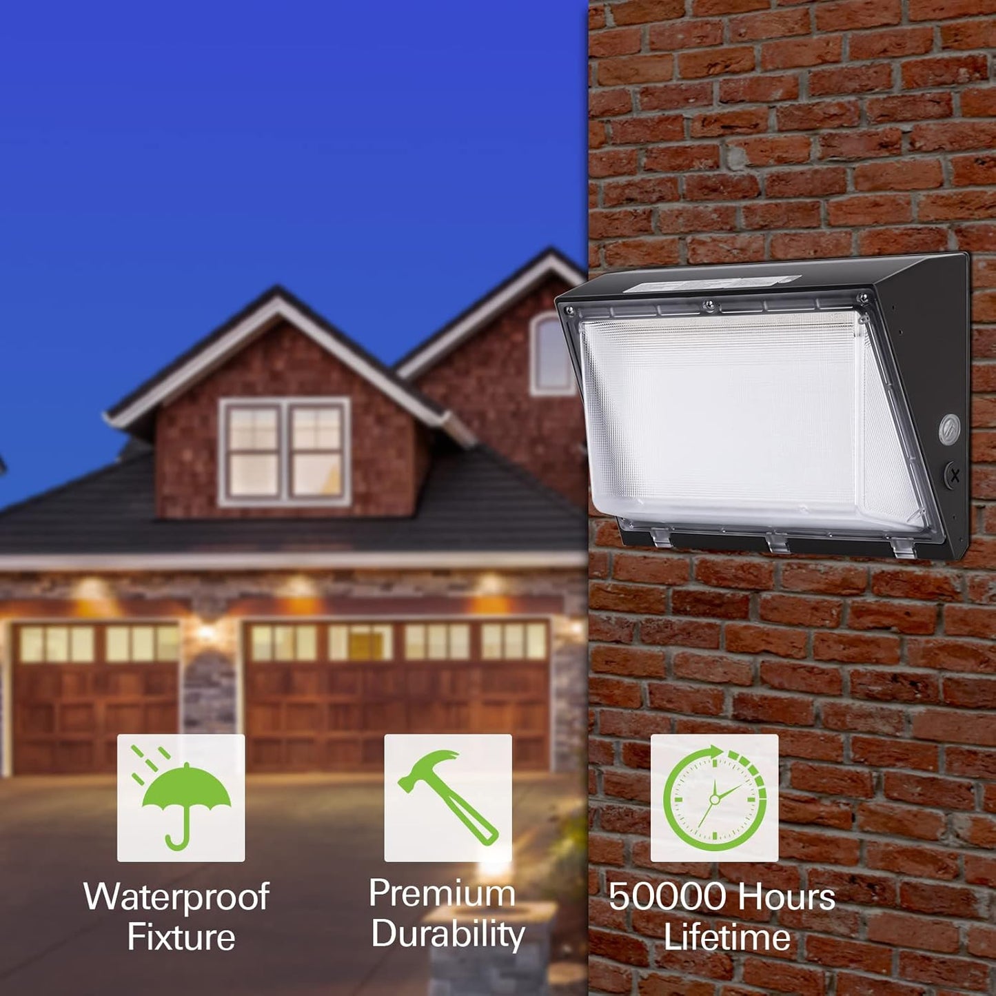 60W LED Wallpack, Selectable Wattage & CCT, 5600-8400LM, 120-277V, UL/DLC Listed - Lumens Depot