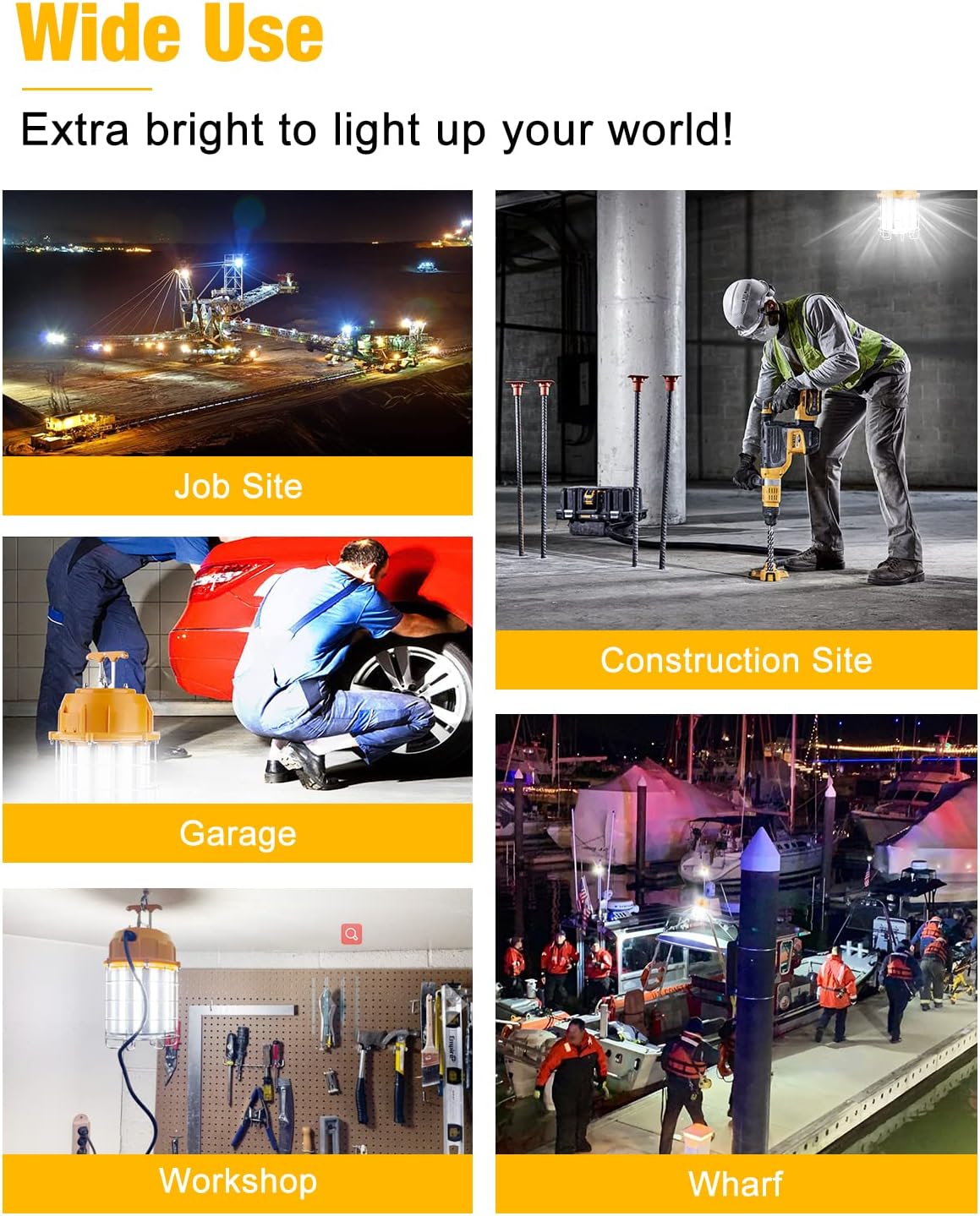 150W LED Work Light - 5000K, 360° Beam Angle, High CRI >80, 100-277V AC, ETL Certified for Factory & Warehouse - Lumens Depot