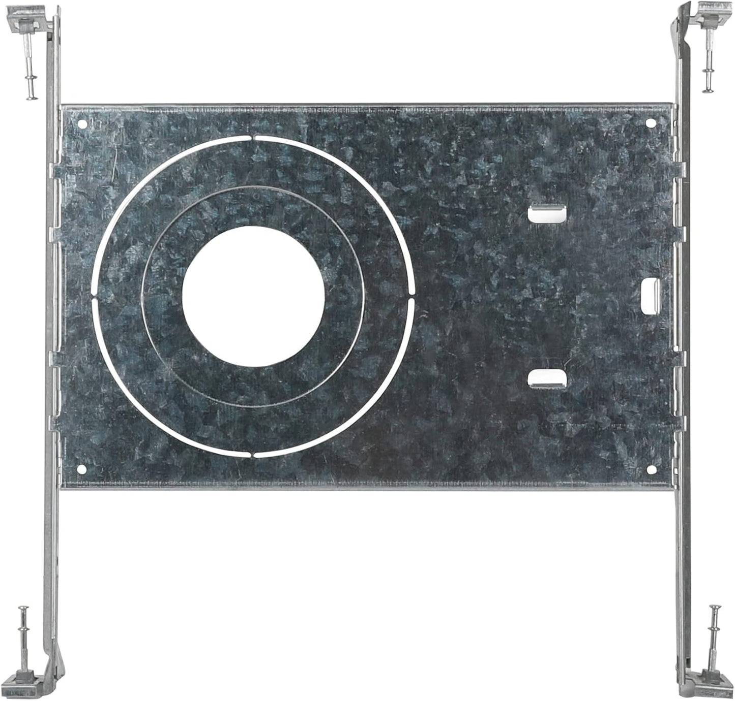 New Construction Mounting Plate for LED Recessed Lighting Kits, Adjustable Hanger Bars, Round Hole (2-3-4-6 Inch) Compatibility, Shallow Housing Support - Lumens Depot