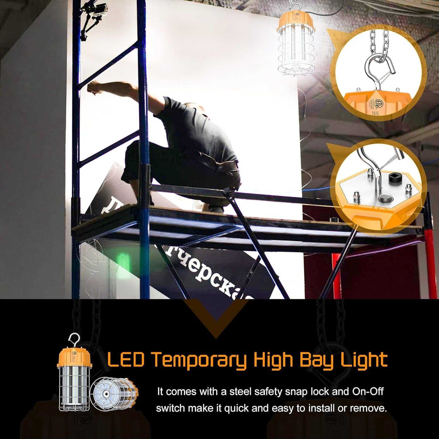 150W LED Work Light - 5000K, 360° Beam Angle, High CRI >80, 100-277V AC, ETL Certified for Factory & Warehouse - Lumens Depot