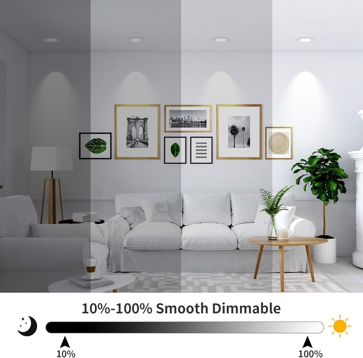 3-Inch Gimbal LED Recessed Downlight, 5CCT, 6W, 345LM, CRI 90+, ETL/Energy Star/T24 - Lumens Depot