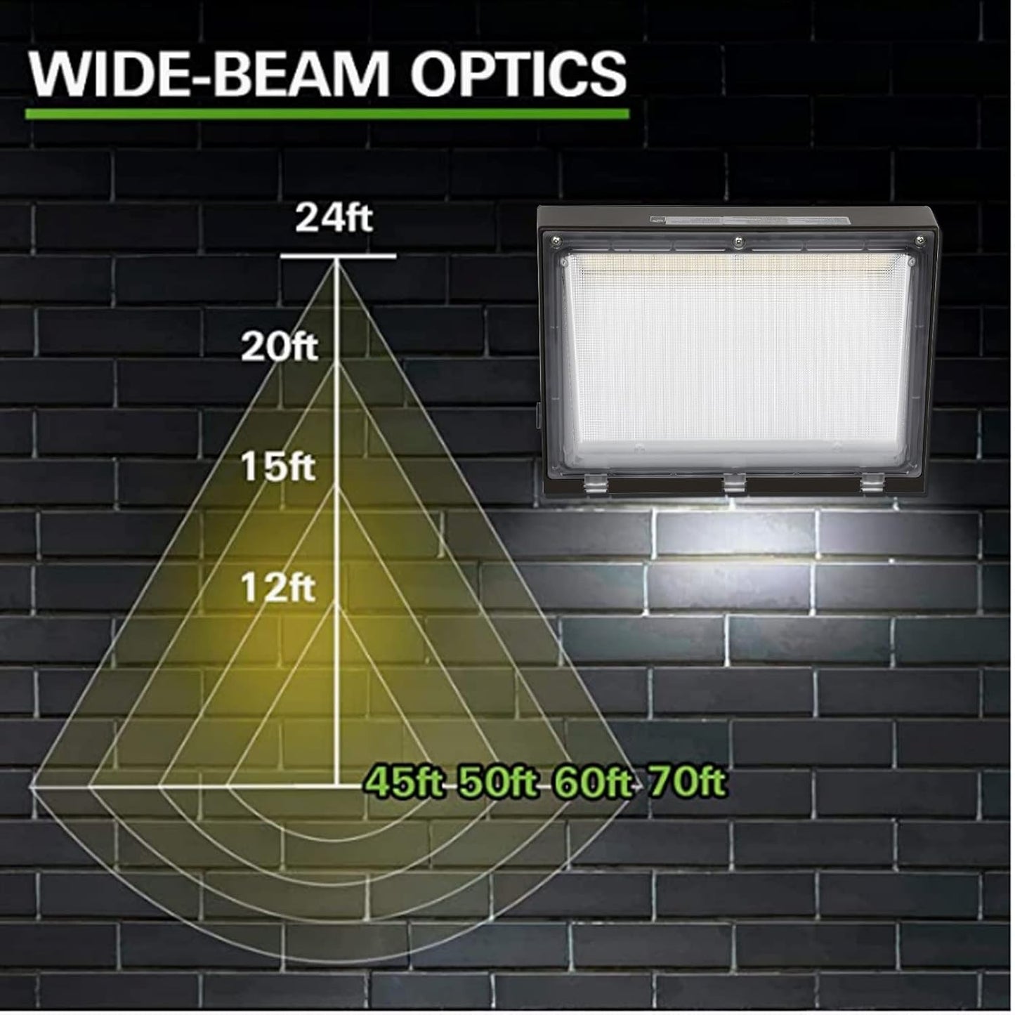 60W LED Wallpack, Selectable Wattage & CCT, 5600-8400LM, 120-277V, UL/DLC Listed - Lumens Depot