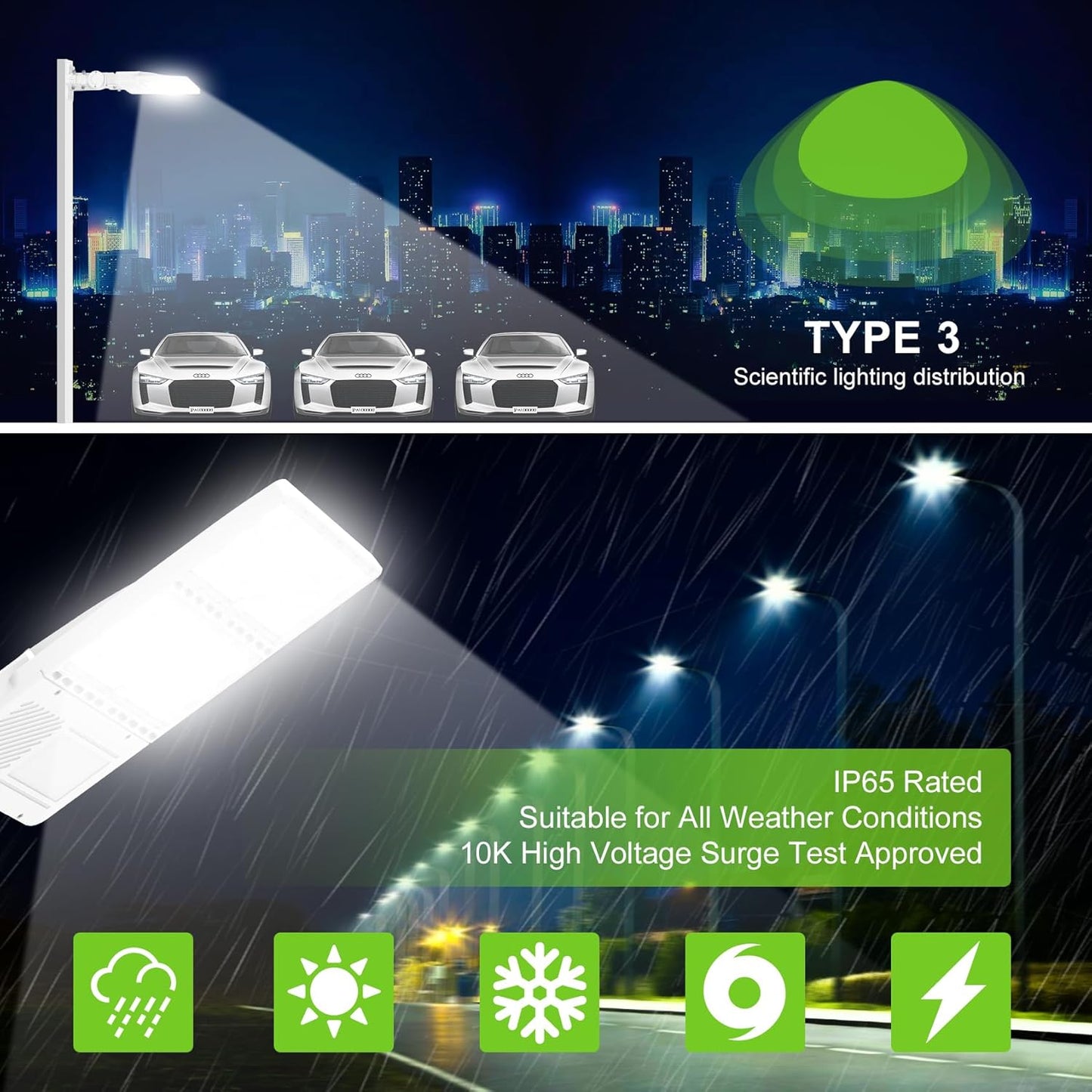 LED Shoebox Light 400W/320W/240W, 5000K, 100-277VAC, Built-in Photocell, 3-in-1 Arm, UL DLC Listed, Outdoor Area & Tennis Court Lighting - Lumens Depot