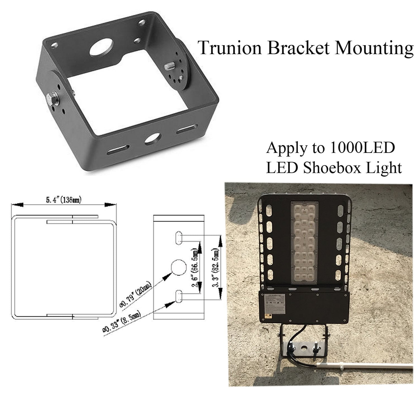 Trunnion Mount Bracket for Keystone LED Shoebox and Area Lights – Outdoor Flood Light Mounting Fixture - Lumens Depot