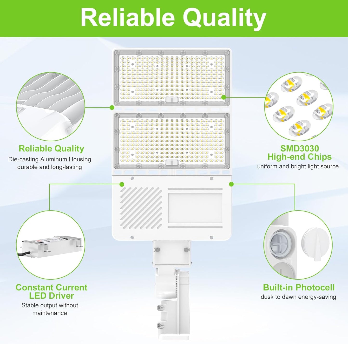 LED Shoebox Light 400W/320W/240W, 5000K, 100-277VAC, Built-in Photocell, 3-in-1 Arm, UL DLC Listed, Outdoor Area & Tennis Court Lighting - Lumens Depot