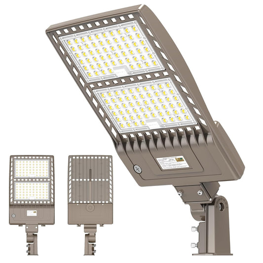400W LED Parking Lot Light, 56,000LM 5000K, UL DLC Listed, IP65 Waterproof Shoebox Pole Light, Dusk to Dawn, Slip Fitter Mount, 100-277V Outdoor Area Lighting - Lumens Depot