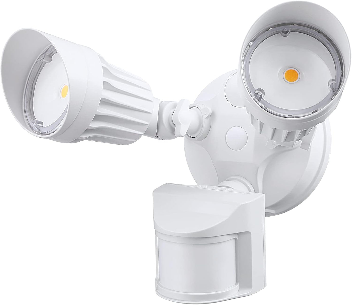 20W Twin Head Motion Sensor Light, 1400LM, 5000K Daylight, ETL, White - Lumens Depot
