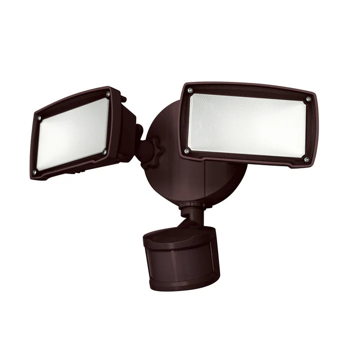 20W Square Twin Heads Motion Sensor Security Light - Bronze, 1400LM, 5000K - Lumens Depot