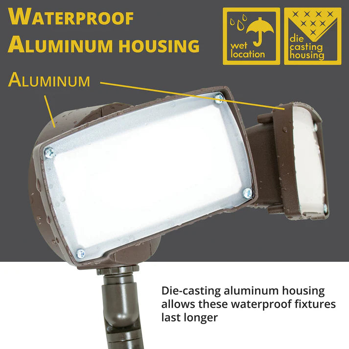 20W Square Twin Heads Motion Sensor Security Light - Bronze, 1400LM, 5000K - Lumens Depot