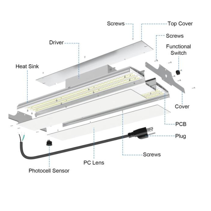 LED Linear High Bay Light, 1.2ft, 150W/120W/90W, CCT 3000K/4000K/5000K, 22,500 Lumens, 100-277 VAC - Lumens Depot