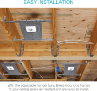 New Construction Mounting Plate for LED Recessed Lighting Kits, Adjustable Hanger Bars, Round Hole (2-3-4-6 Inch) Compatibility, Shallow Housing Support
