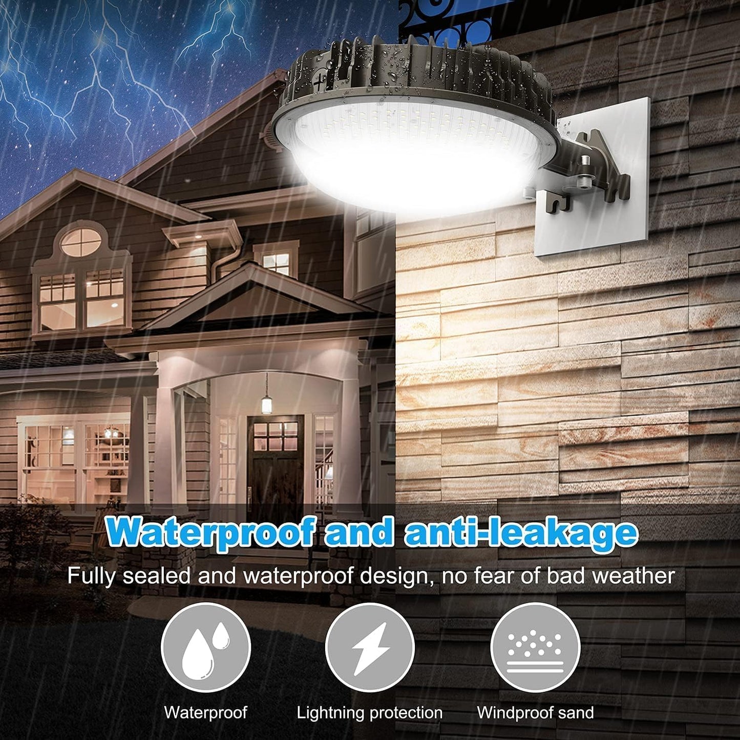 80W LED Barn Light with Photocell, 9600LM, 5000K Daylight, IP65 Waterproof, Wall Mount Outdoor Farm Security Light (100-277V AC) - Lumens Depot