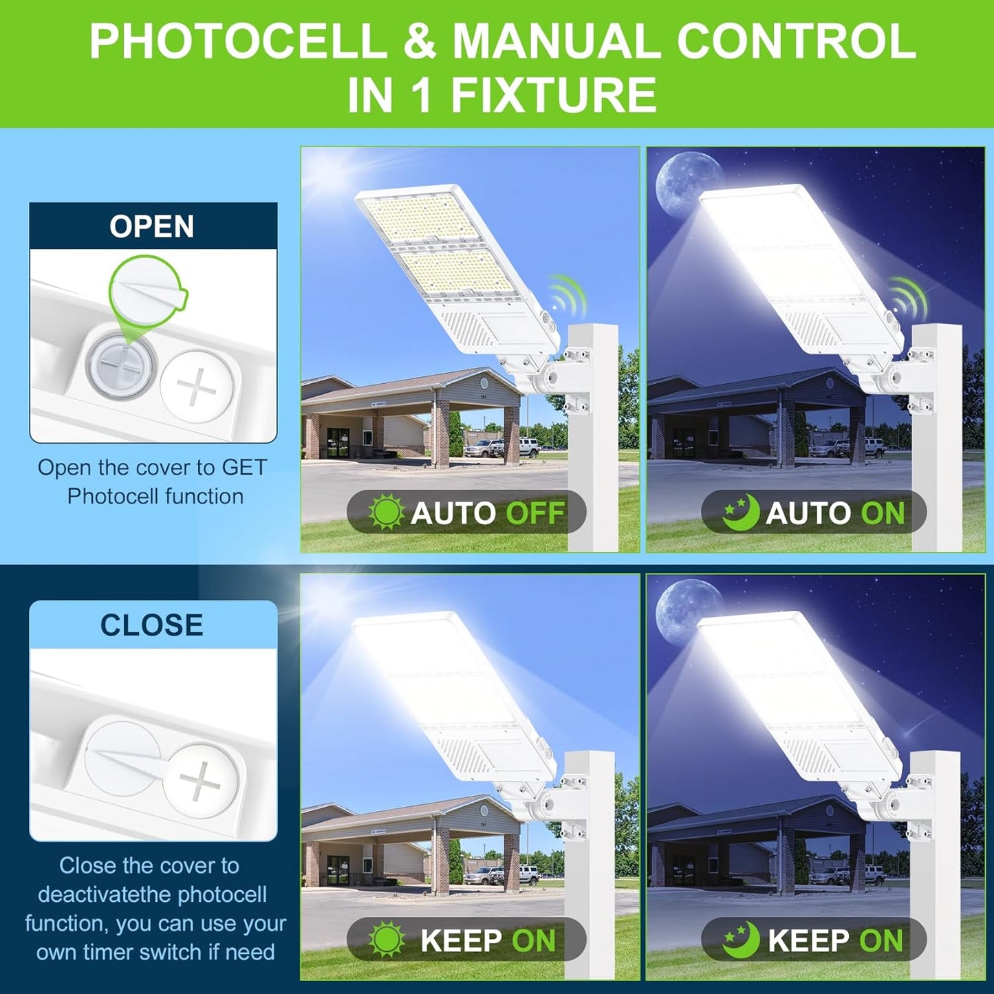 LED Shoebox Light 400W/320W/240W, 5000K, 100-277VAC, Built-in Photocell, 3-in-1 Arm, UL DLC Listed, Outdoor Area & Tennis Court Lighting - Lumens Depot