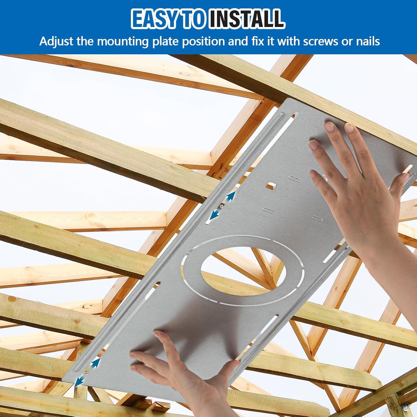 New Construction Mounting Plate for 4”/6”/8” Canless Downlights, Slim Downlight Rough-In Plate with Notches, Durable Metal Light Mounting Plate - Lumens Depot