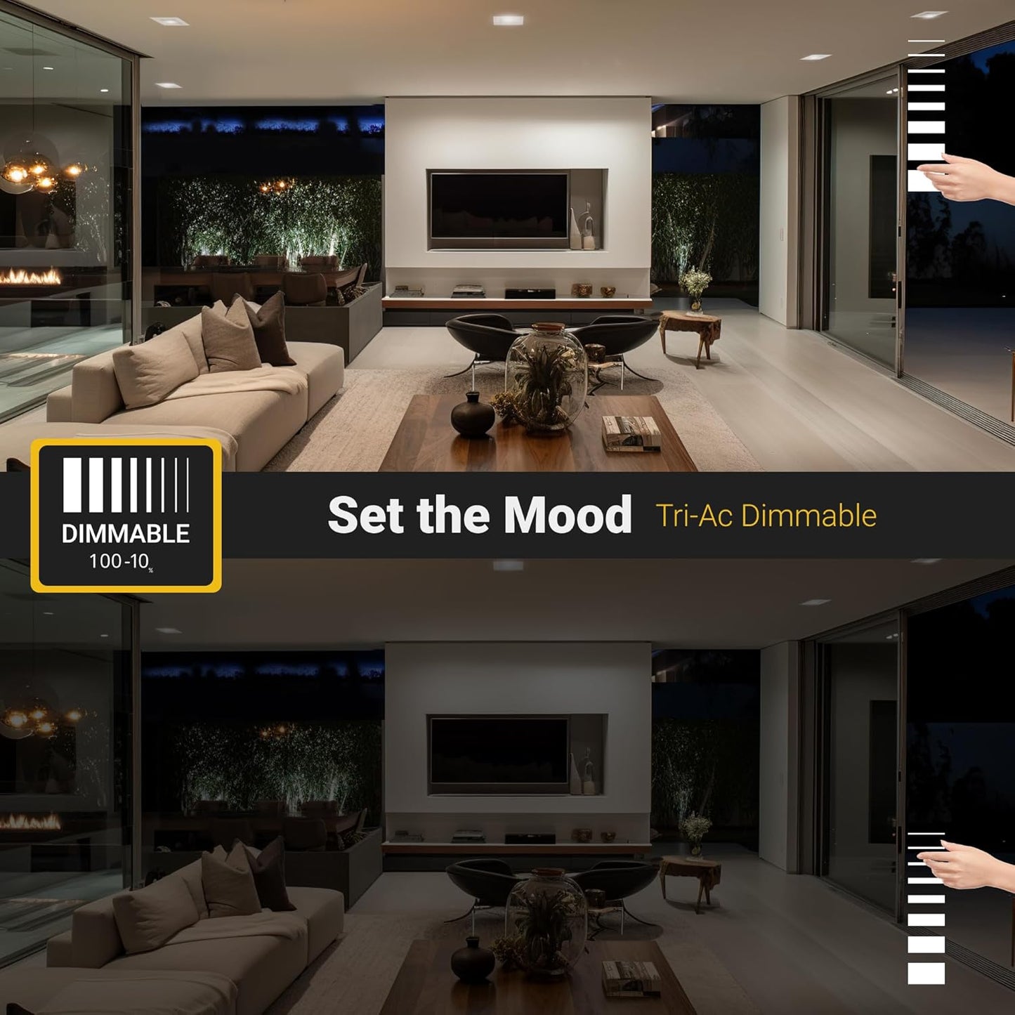 4-Inch Square LED Recessed Light, 5CCT Selectable (2700K-5000K), 750 Lumens, 11W, Dimmable, White Trim, Wet Rated, ETL, Energy Star, T24 Certified - Lumens Depot