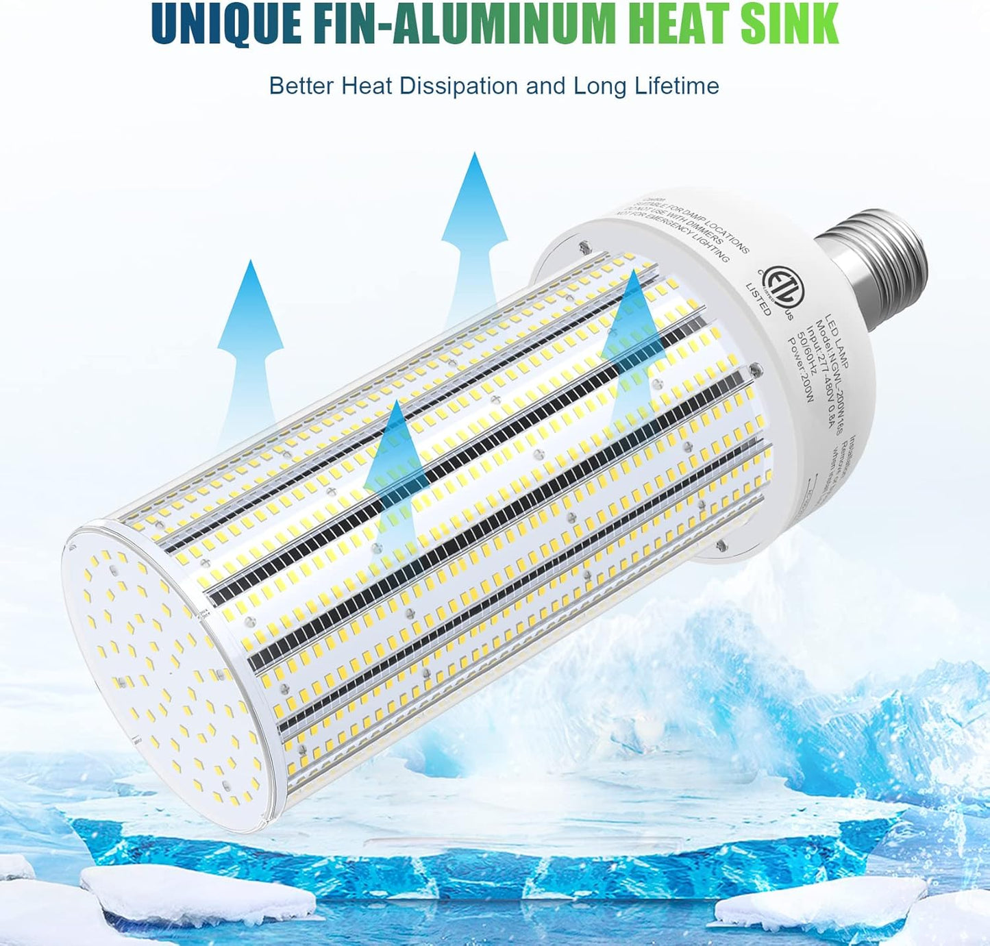 LED Corn Bulb, 250W, 6300K, E39 Base, 37,500 Lumens, 100-277 VAC - Lumens Depot