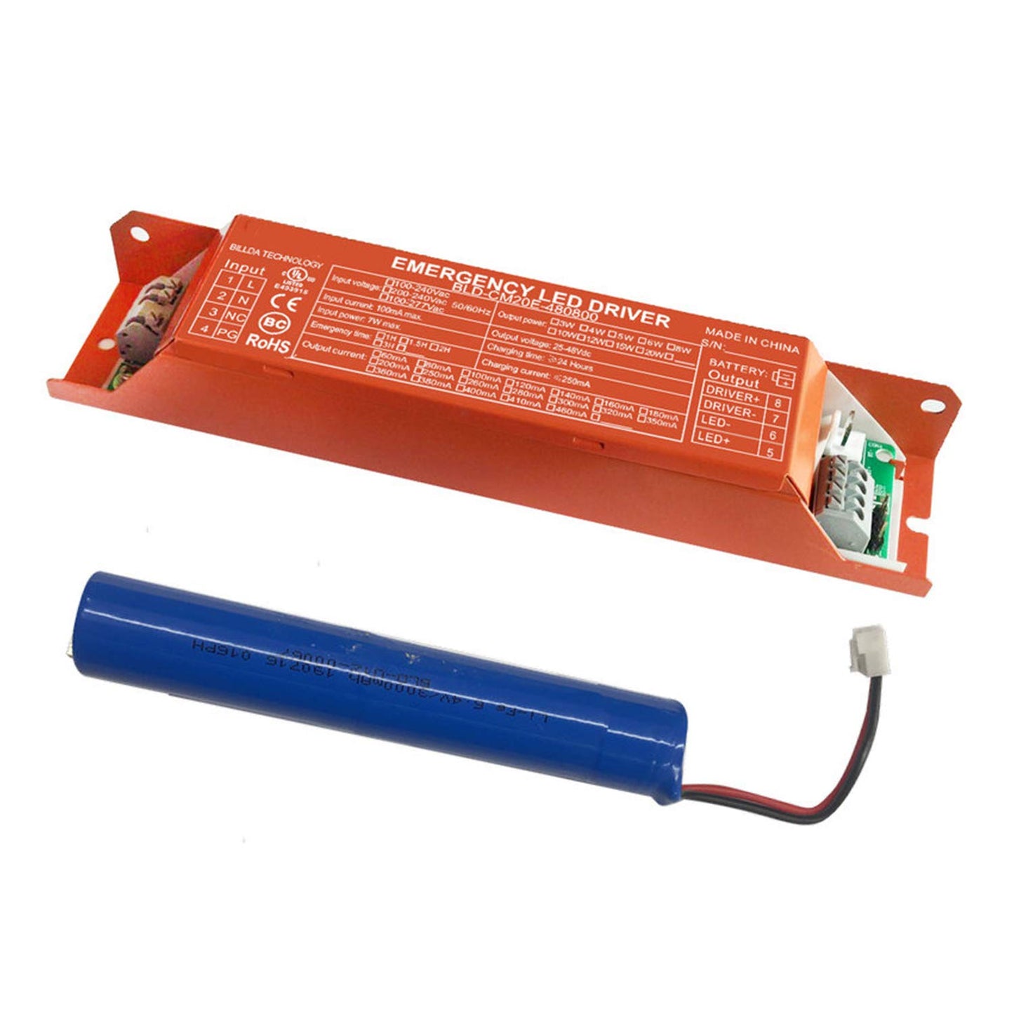 20W Emergency LED Driver – 90Min Backup - AC120-347V - DC Side Wiring - Lumens Depot