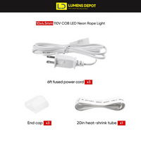 6FT Extra Power Cord Pack for 120V Flexible COB LED Neon Rope Light – 10x4.5mm