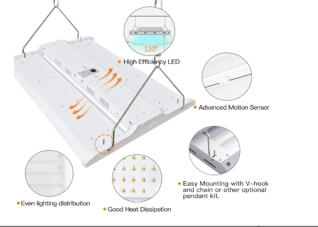 LED Linear High Bay Light, 2ft, 210W, CCT 5000K, 28,350 Lumens, 120-277 VAC - Lumens Depot