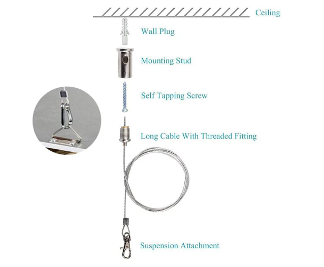 5ft Suspension Cable Kit for Panel, Troffer, Linear, and Shop Lights (Set of 4) - Lumens Depot