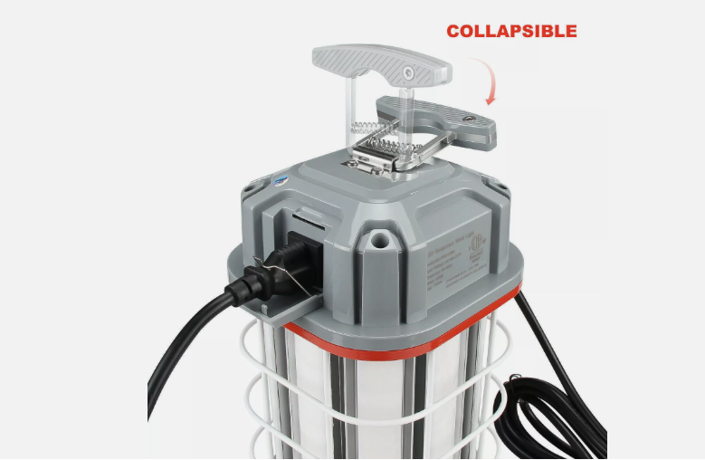 100W LED Square Temporary Work Light - Gray + Red - 14500 Lumens - 5000K - 10ft Cord - US Plug - Hanging Job Site Light with Hook - Lumens Depot