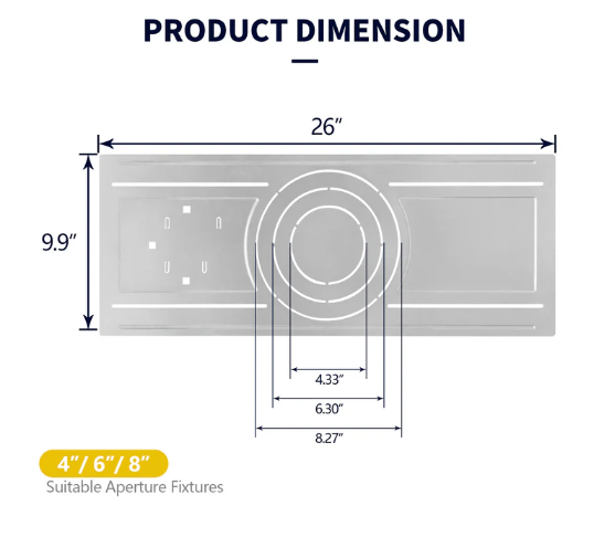 New Construction Mounting Plate for 4”/6”/8” Canless Downlights, Slim Downlight Rough-In Plate with Notches, Durable Metal Light Mounting Plate - Lumens Depot