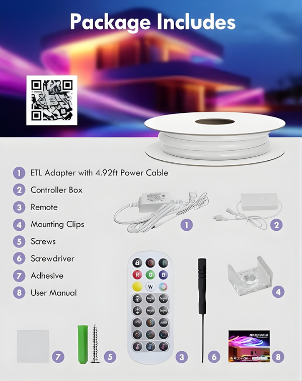 Smart LED Strip Light COB Neon 24V-Segment Colors, Voice Control with Alexa, Google Assistant